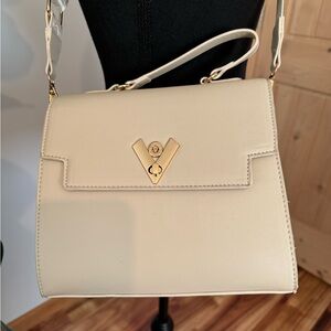 Valentino Orlandi Cream Satchel with Gold Accents